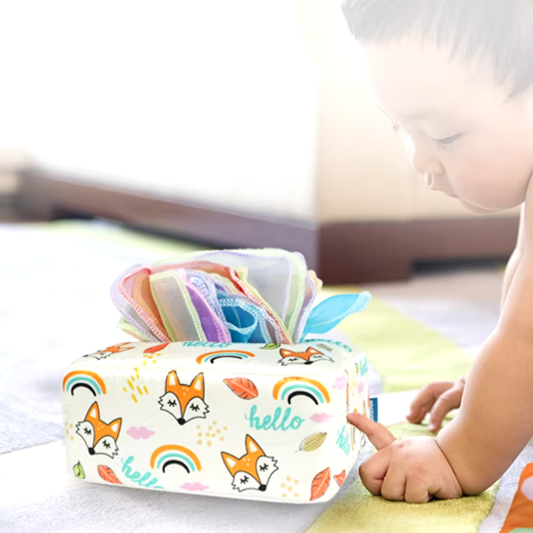 KleurenKracht – Development & Senses - Montessori Sensory Tissue Box
