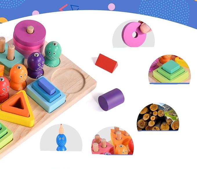 Colorful Fishing - Creative & Educational - Wooden Fishing Game