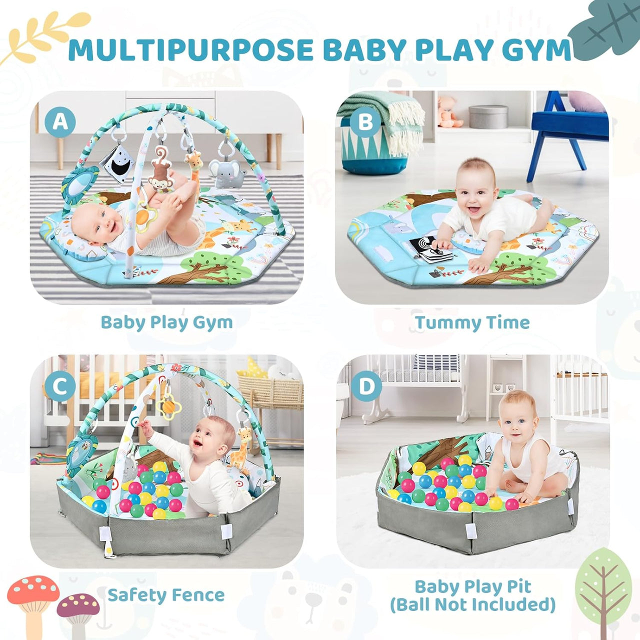 SensoryHaven – 8-in-1 Growth & Play – Baby Play Mat