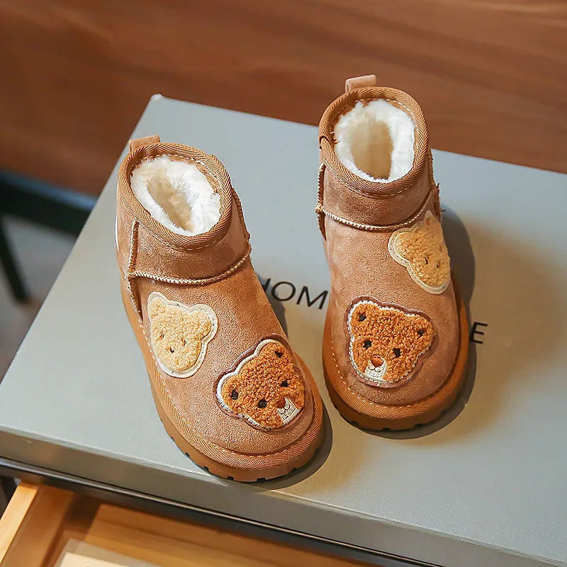 Mini Fashion - Suede Brown Ankle Boot with Bears