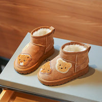 Thumbnail for Mini Fashion - Suede Brown Ankle Boot with Bears