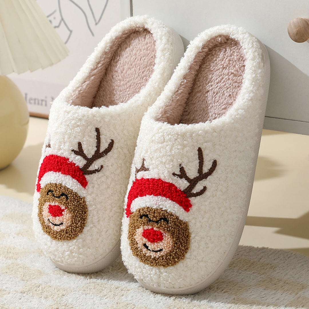 Northern Lights Kids - Warm & Festive - Plush patterned Christmas slippers