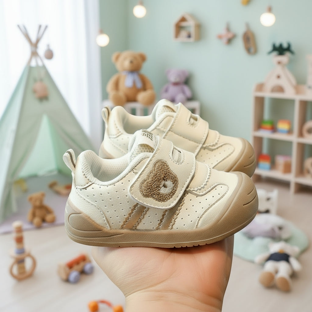 KinderMove – Sturdy & Supple - Velcro Sneakers with bear pattern