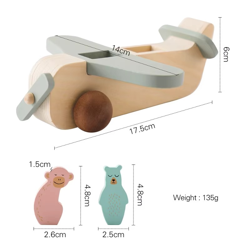 Woods™ - Promote Creativity & Motor Skills - Wooden Montessori Airplane Toy