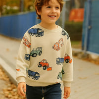 Thumbnail for TruckTales – Soft & Warm - Sweater with Colorful Construction Vehicles