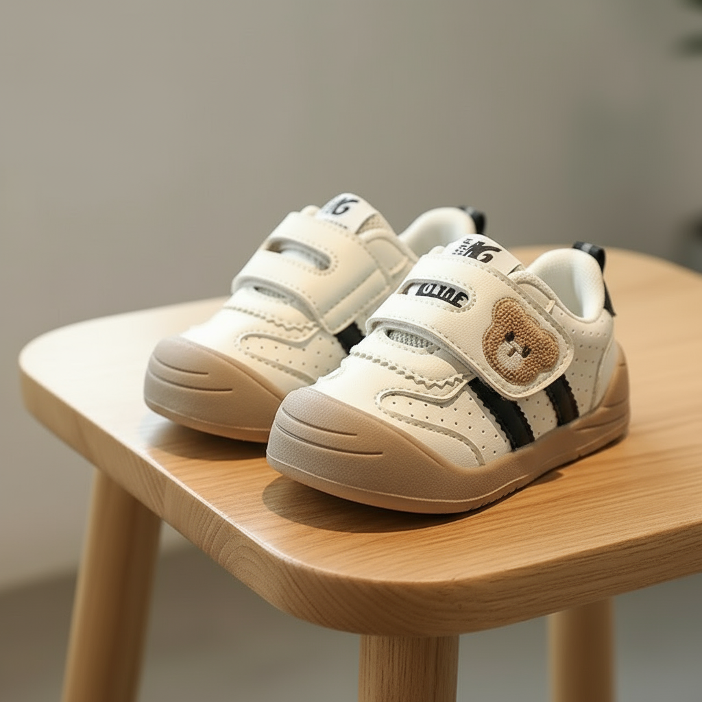 KinderMove – Sturdy & Supple - Velcro Sneakers with bear pattern