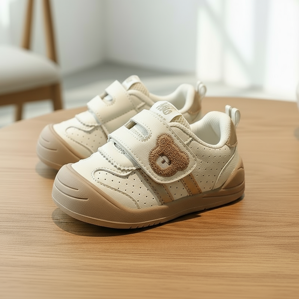 KinderMove – Sturdy & Supple - Velcro Sneakers with bear pattern