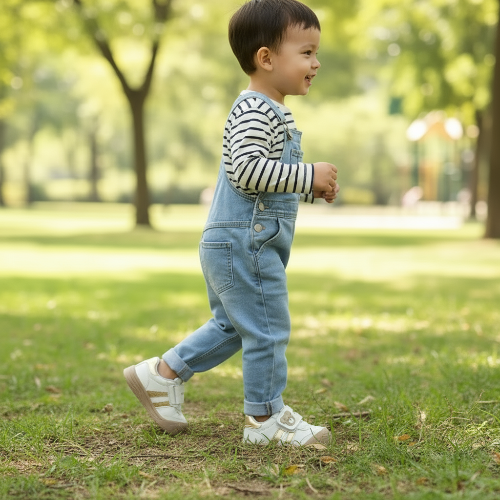 KinderMove – Sturdy & Supple - Velcro Sneakers with bear pattern
