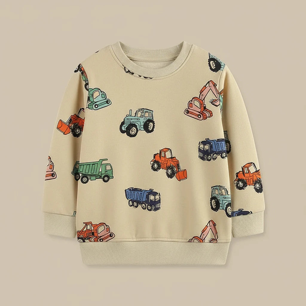 TruckTales – Soft & Warm - Sweater with Colorful Construction Vehicles