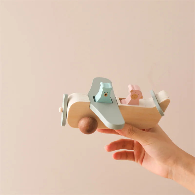 Woods™ - Promote Creativity & Motor Skills - Wooden Montessori Airplane Toy