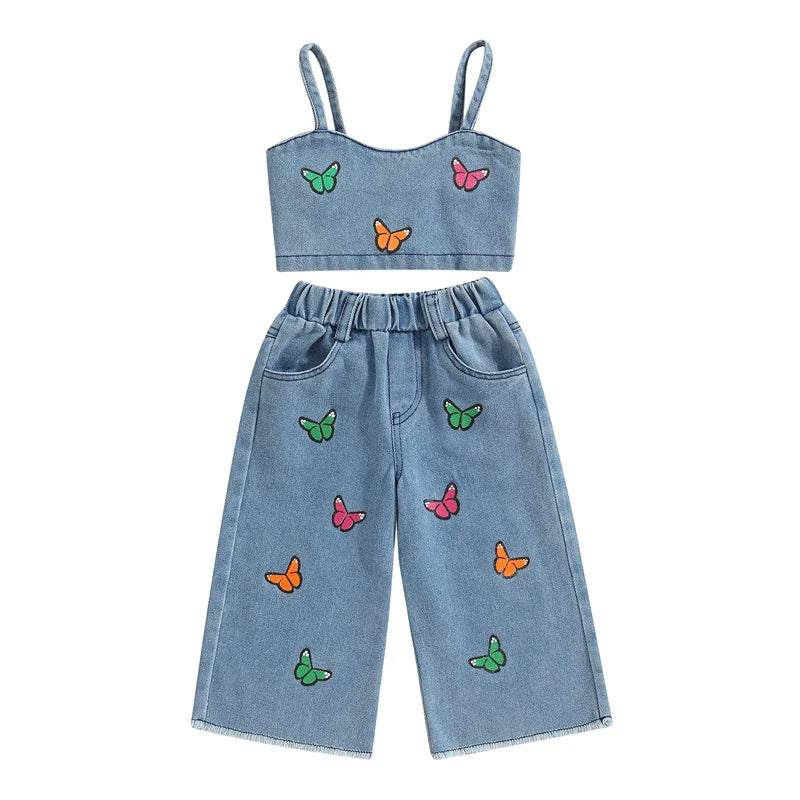 Mini Fashion™ - Vakkert broderi - Sommersett i denim