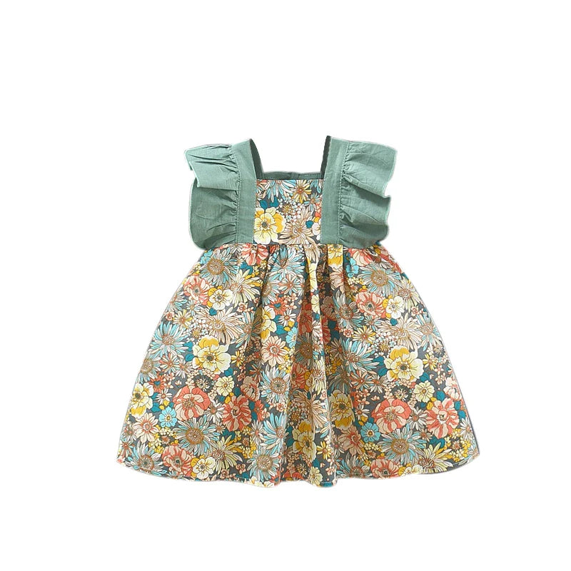 Mini Fashion™ - Søt blomsterdesign - Jentekjole med lue