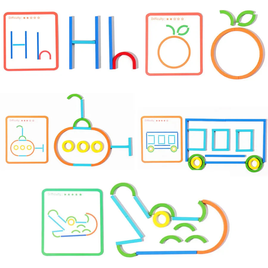 Sticks & Rings – Smart & Creative - Wooden Shapes Puzzle