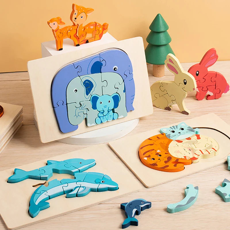 Animal Puzzle™ – Explore & Learn - Cartoon Wooden Puzzle
