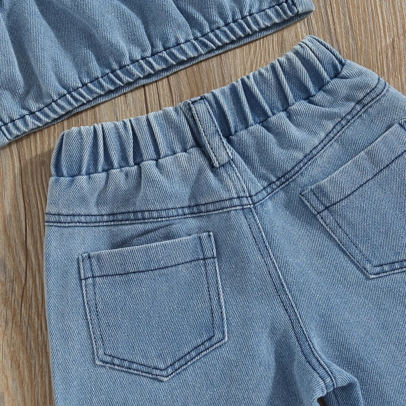 Mini Fashion™ - Vakkert broderi - Sommersett i denim