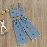 Thumbnail for Mini Fashion™ - Vakkert broderi - Sommersett i denim