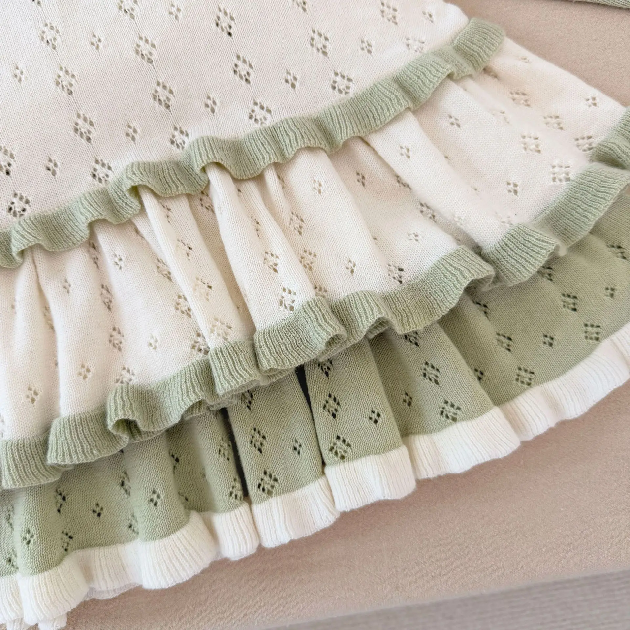 MiniBelle – Elegant & Soft – Knitted Baby Dress with Ruffle Detail