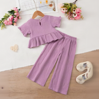 Thumbnail for SoftCharm – Elegant & Comfortable – Girls' Set with a Ruffle Top and Long Pants