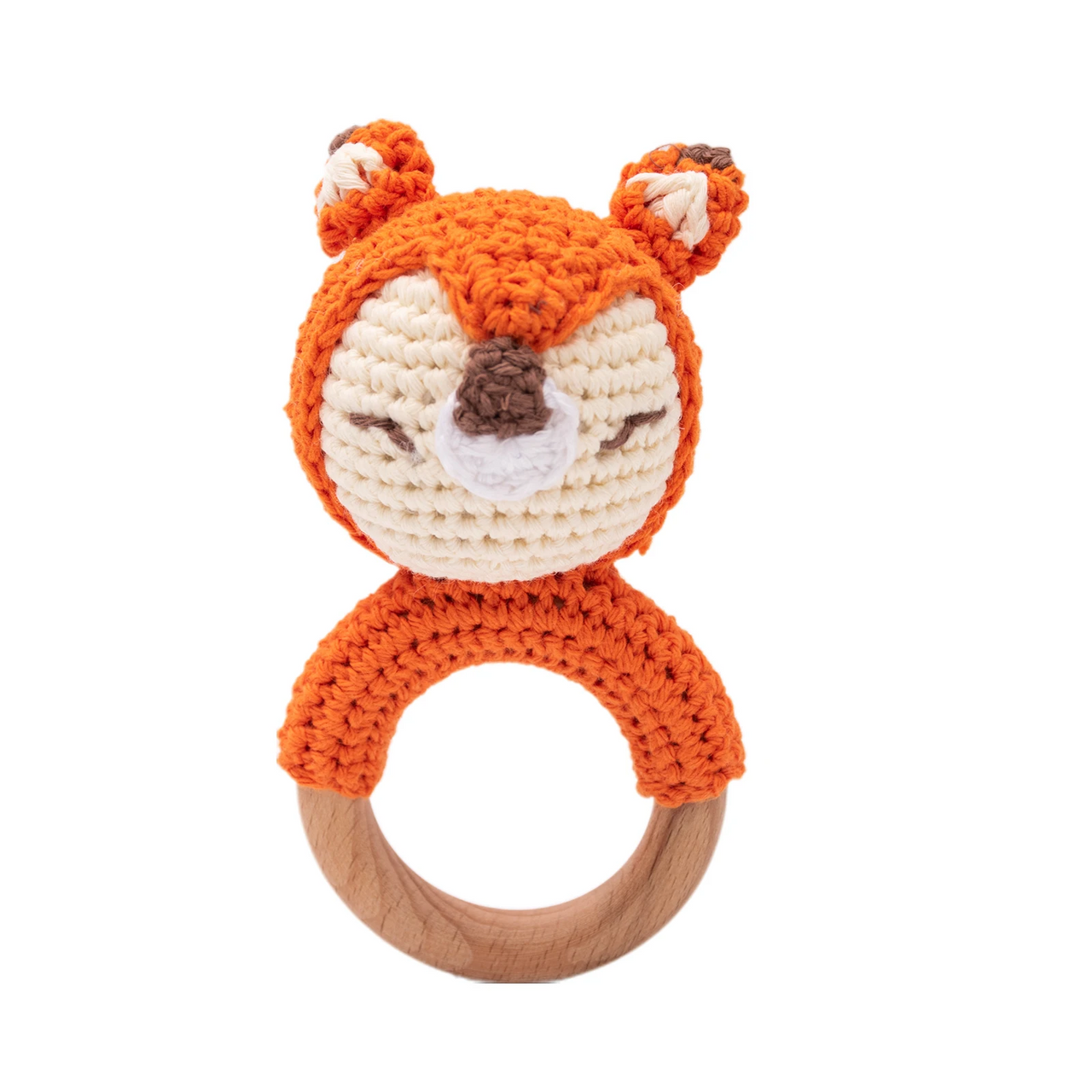 CuddleRattle – Soft & Playful – Crocheted Baby Rattle with Wooden Ring