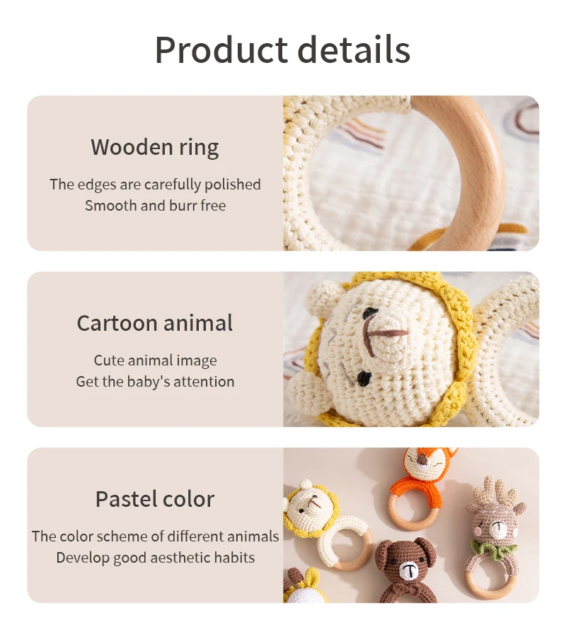 CuddleRattle – Soft & Playful – Crocheted Baby Rattle with Wooden Ring