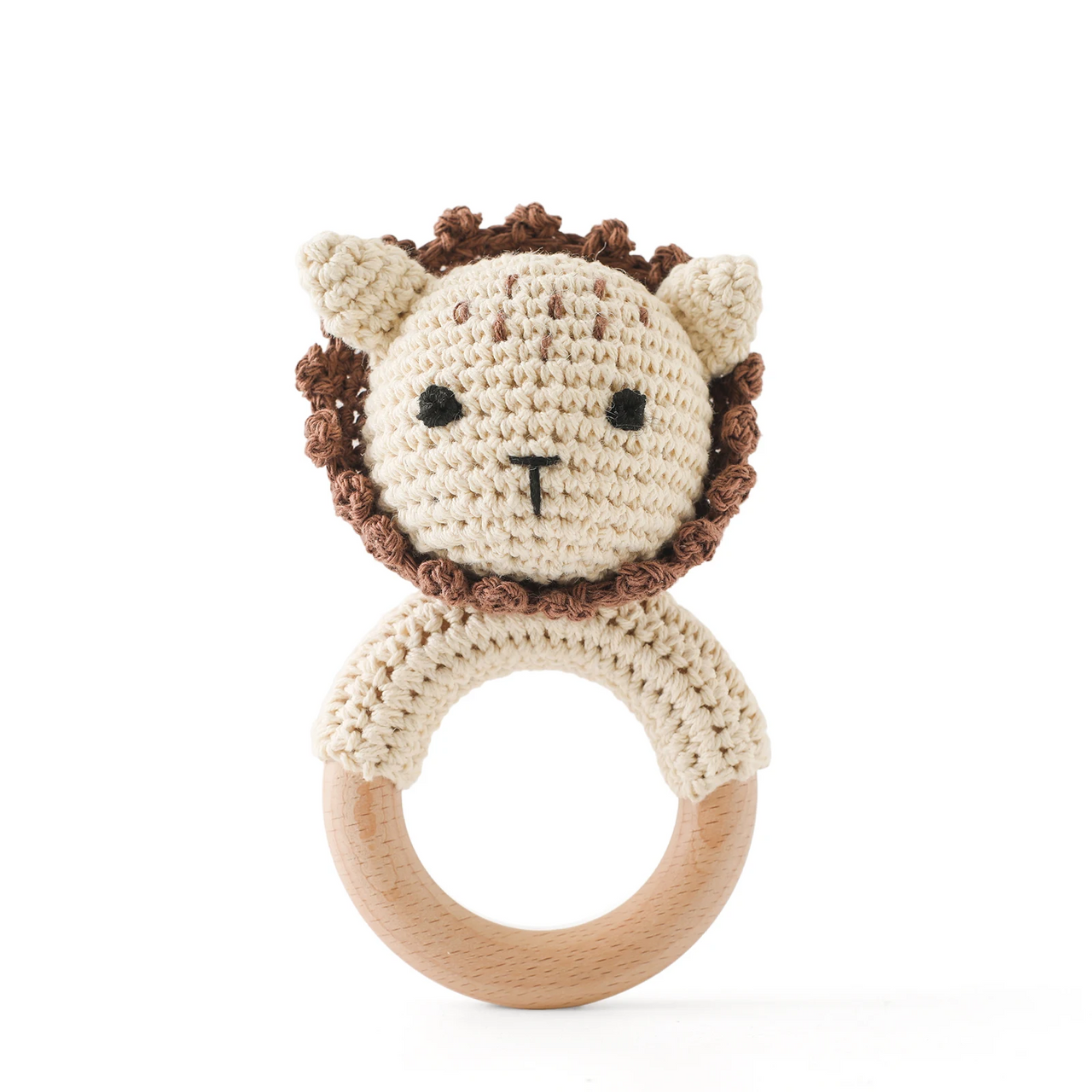 CuddleRattle – Soft & Playful – Crocheted Baby Rattle with Wooden Ring