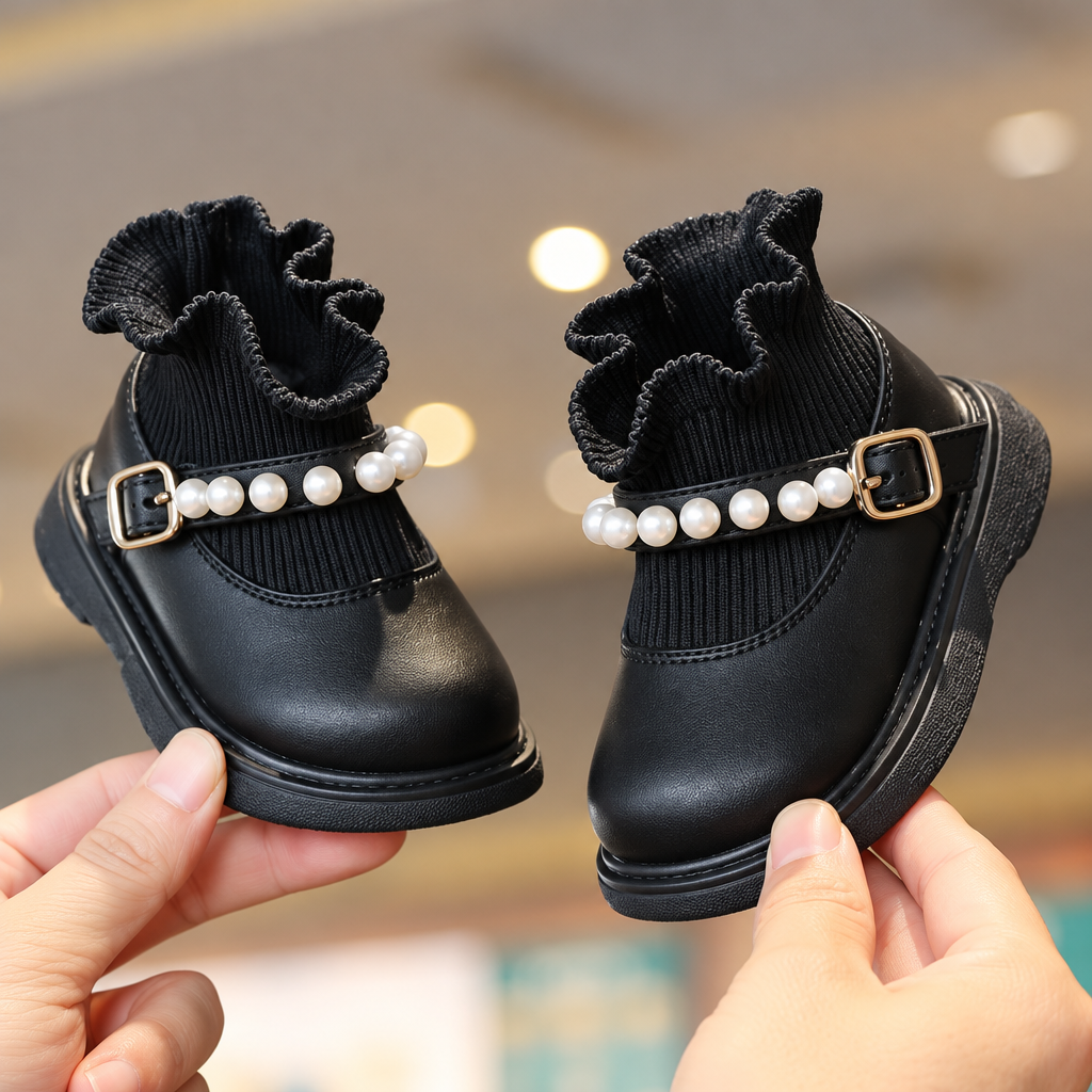 PearlCharm – Elegant & Cute – Children's Ankle Boots with Pearl Details