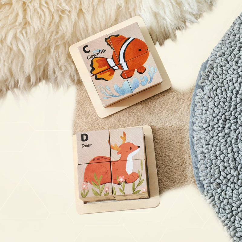 WoodMind – Creative & Educational – 6-in-1 Montessori Animal Wooden Puzzle