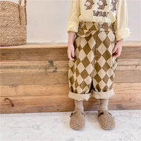 Thumbnail for RetroBloom – Comfortable & Playful – Kids' Pants with an Argyle Pattern