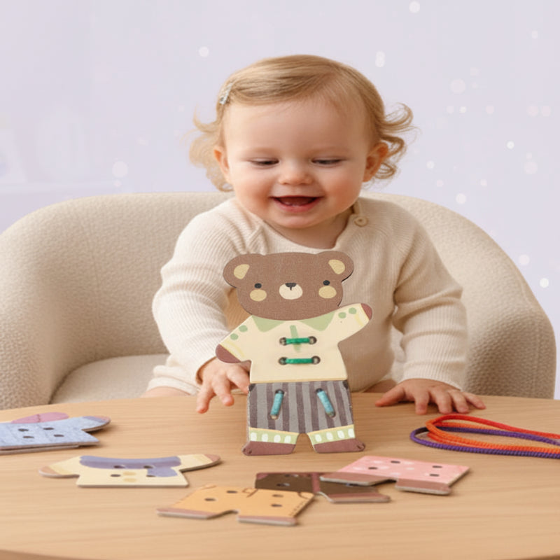 ThreadBear – Cute & Educational – Montessori Threading Toy Bear