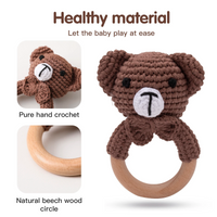 Thumbnail for CuddleRattle – Soft & Playful – Crocheted Baby Rattle with Wooden Ring