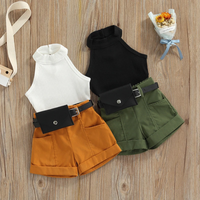 Thumbnail for MiniFashionista – Elegant & Trends – Girls' Set with Top, Shorts, and Waist Bag