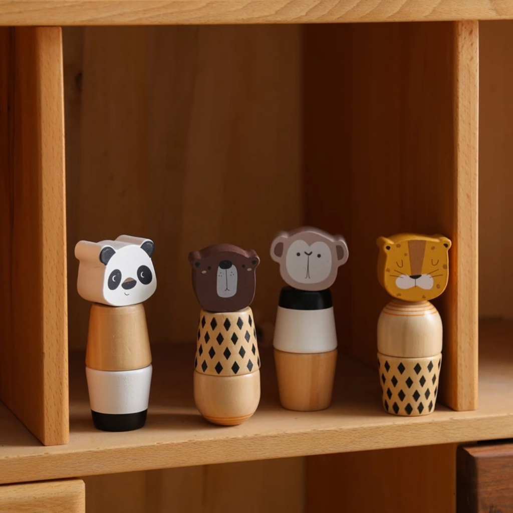 WoodyFriends – Motor Skills & Fun – Wooden Animal Stacking Toys