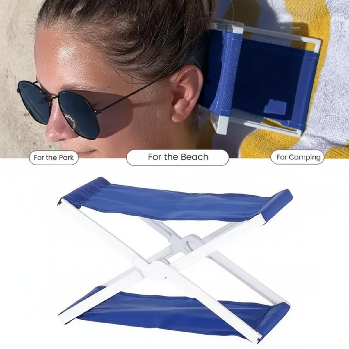 BeachNap – Portable & Lightweight – Foldable Headrest for the Beach and Park