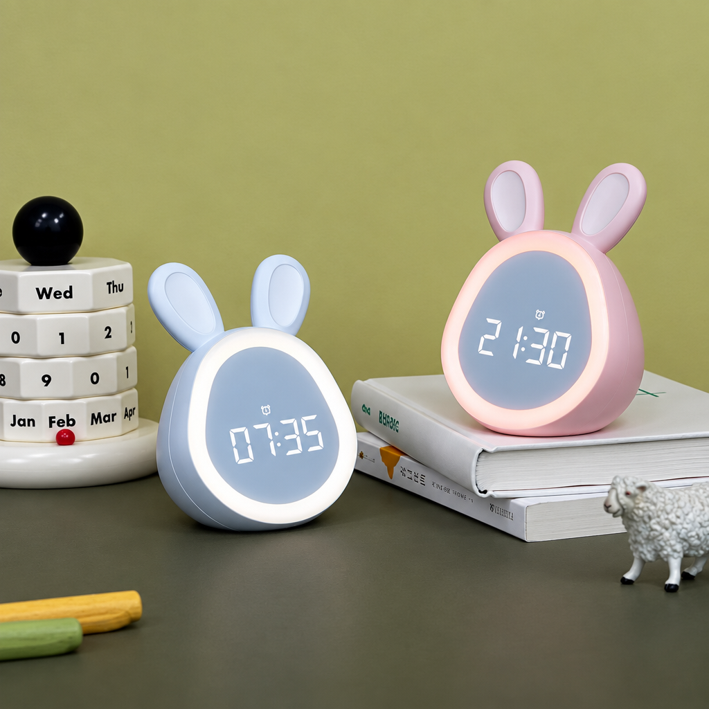 BunnyGlow – Cute & Practical – Digital Kids' Alarm Clock with Night Light