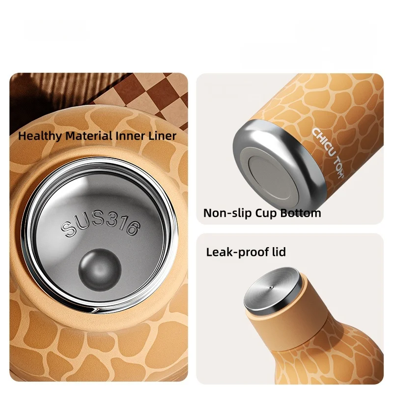 AnimalSip – Cute & Practical – Children's Stainless Steel Thermos Bottle with Animal Print