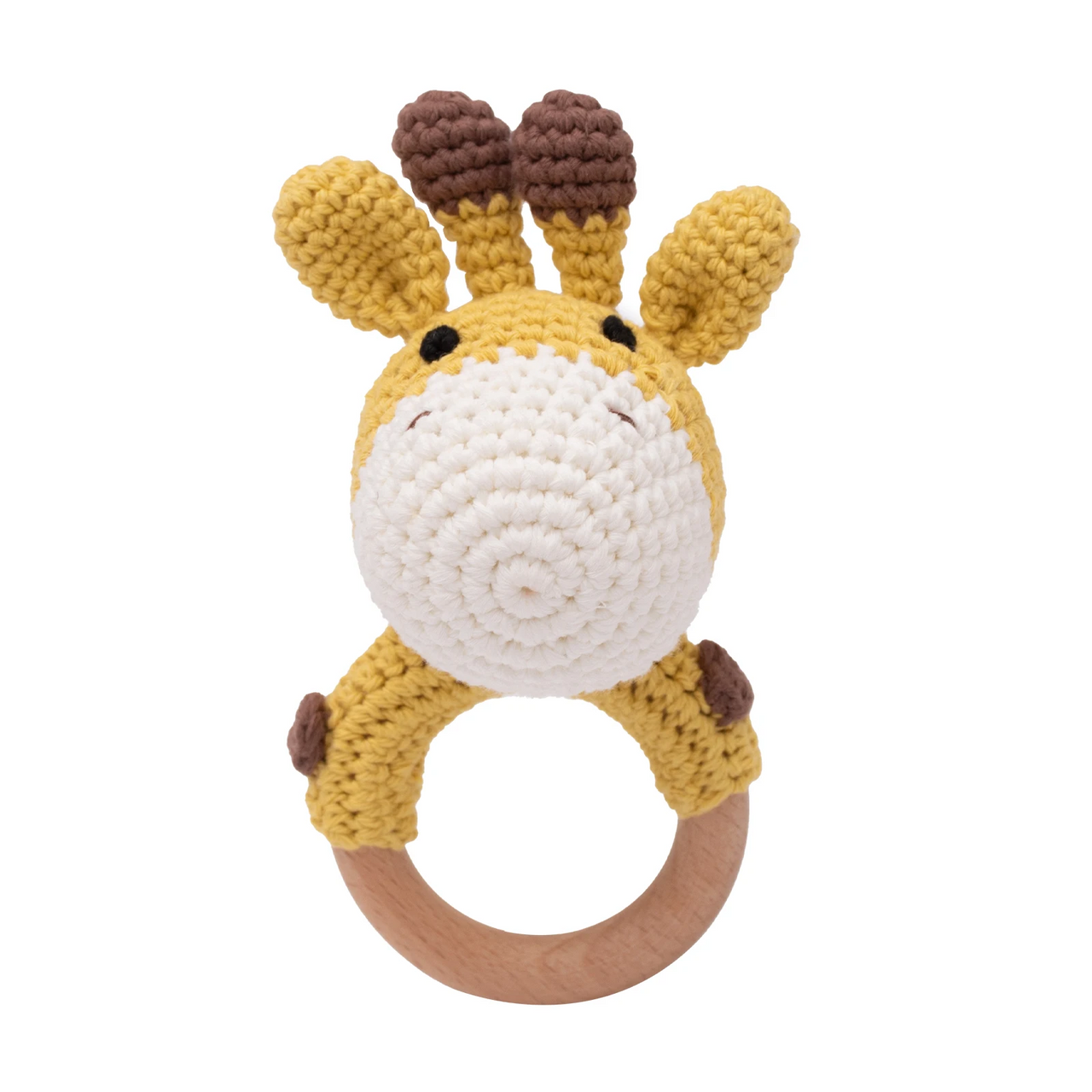 CuddleRattle – Soft & Playful – Crocheted Baby Rattle with Wooden Ring