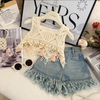 MiniChic – Stylish & Comfortable – Set with a boho top and denim shorts