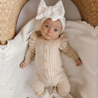 Thumbnail for MiniAurora – Soft & Elegant – Knitted baby onesie with angel wings and headband