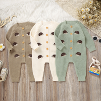 Thumbnail for CozyHedge – Soft & Warm – Knitted Baby Jumpsuit with Hedgehog Print