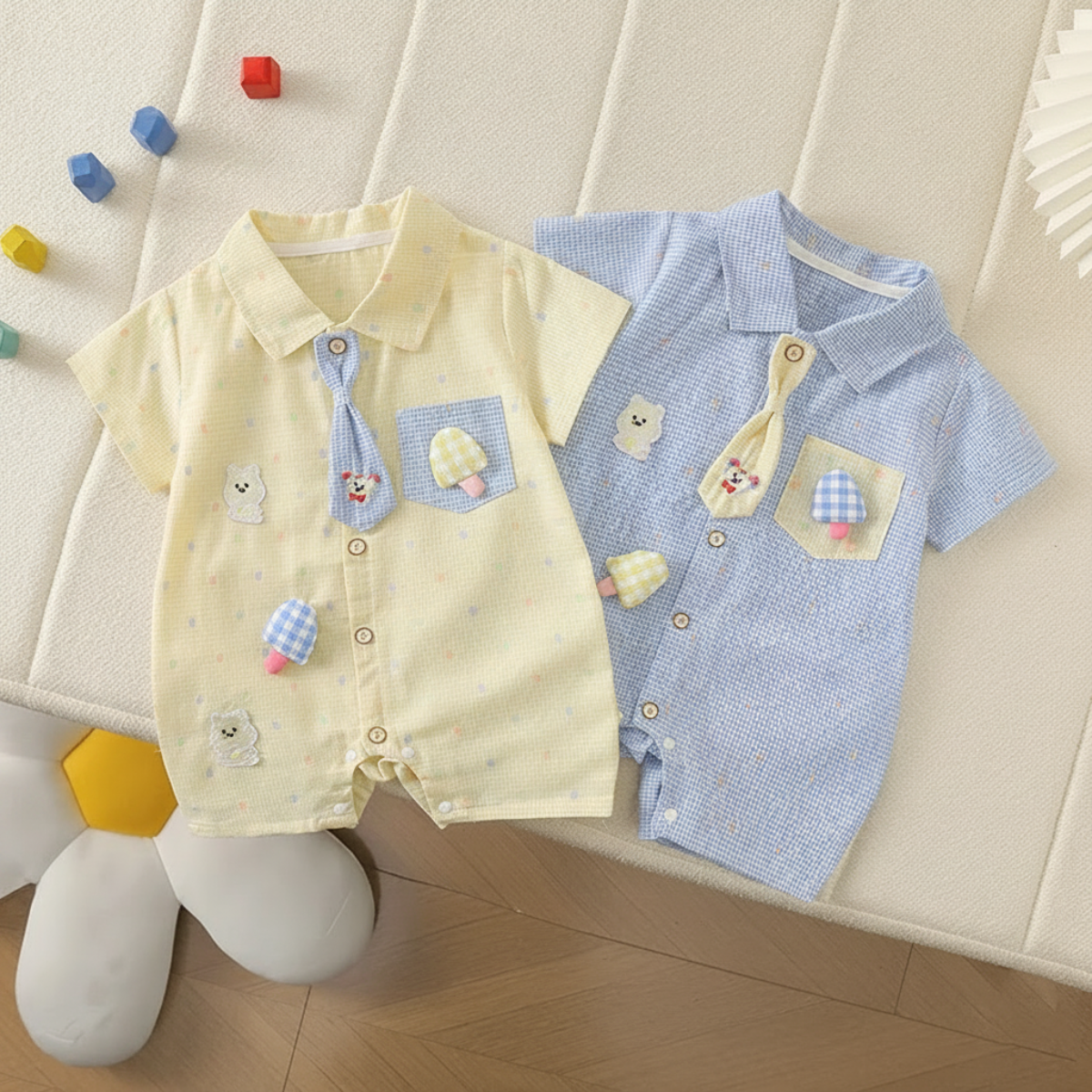 KiddoStyle – Cute & Soft – Kids' Jumpsuit with Bow Tie and Patch