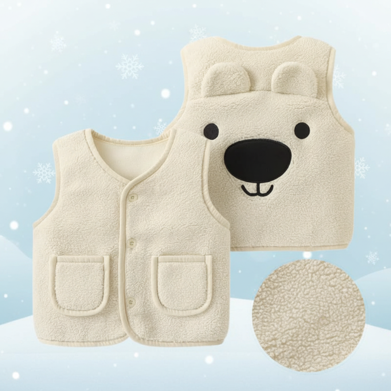 Baby Bear Fleece Vest – Warm & Soft – Kids' Bear Cardigan