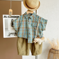 Thumbnail for LittleGent – Trendy & Casual – Boys' Set with Checkered Shirt and Shorts