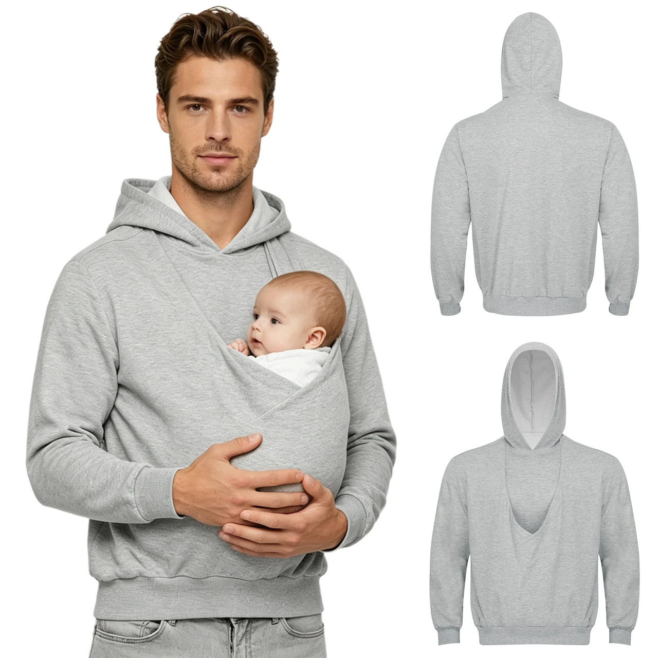 CuddleDad – Comfortable & Practical – Men's Hoodie with Baby Pouch