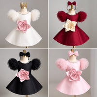 Thumbnail for LittleRose – Elegant & Festive – Girls' Dress with 3D Flower and Puff Sleeves