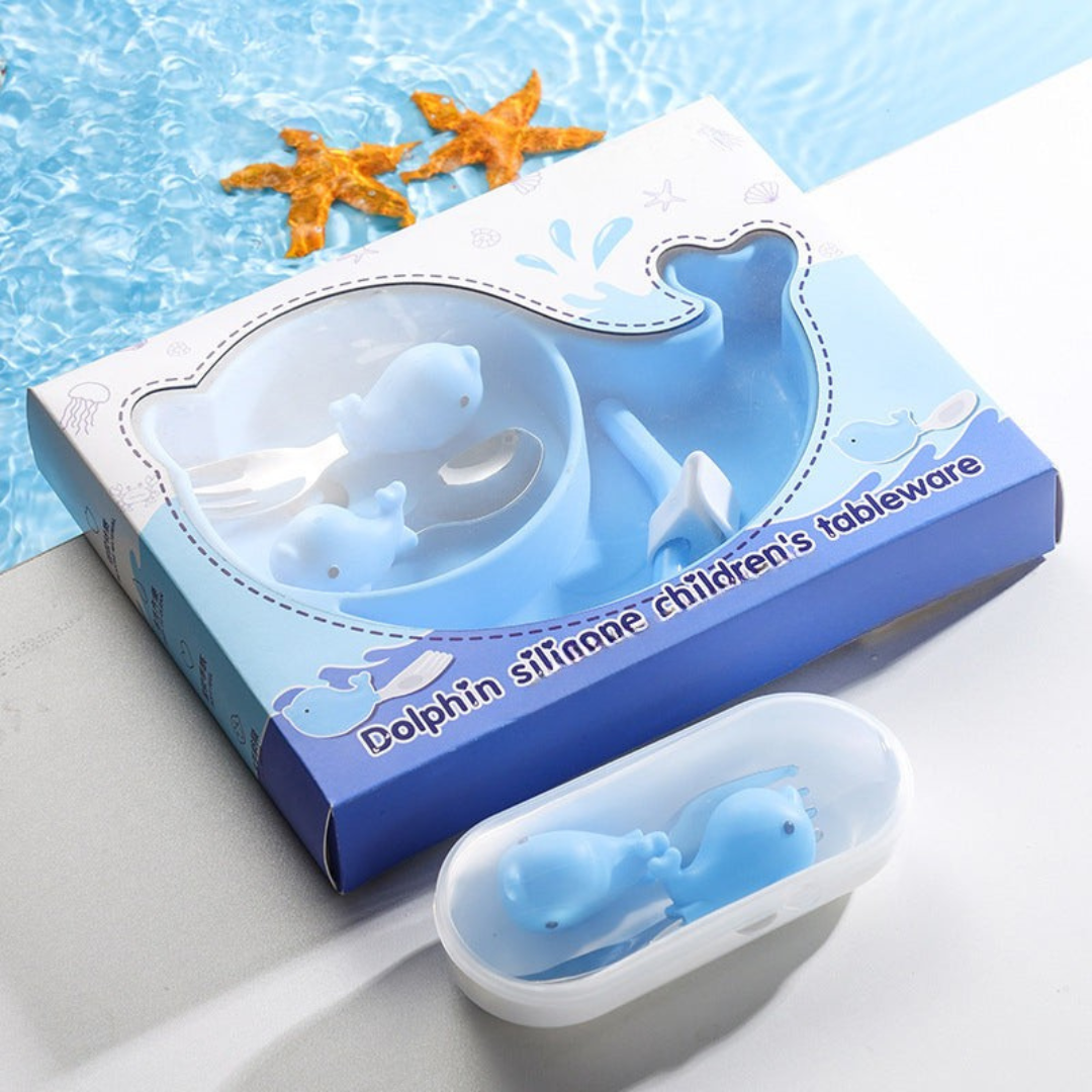 MiniMeal – Safe & Non-Slip – Silicone Toddler Plate Set with Cutlery