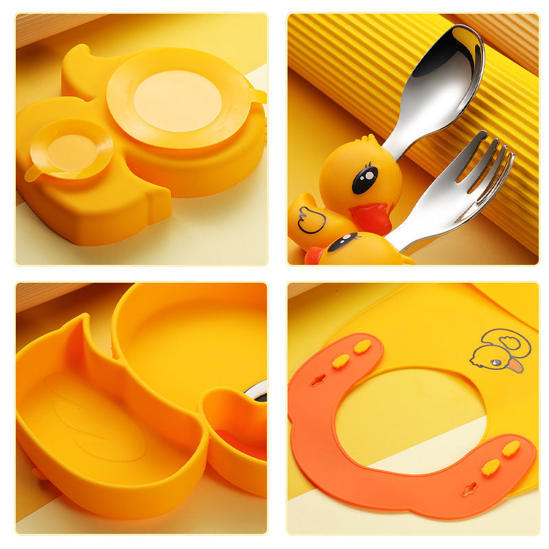MiniMeal – Safe & Non-Slip – Silicone Toddler Plate Set with Cutlery