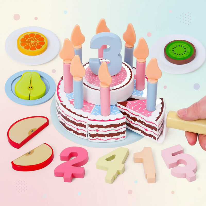 Wooden Cake Cutting Toy – Creative & Role-Playing – Wooden Birthday Cake