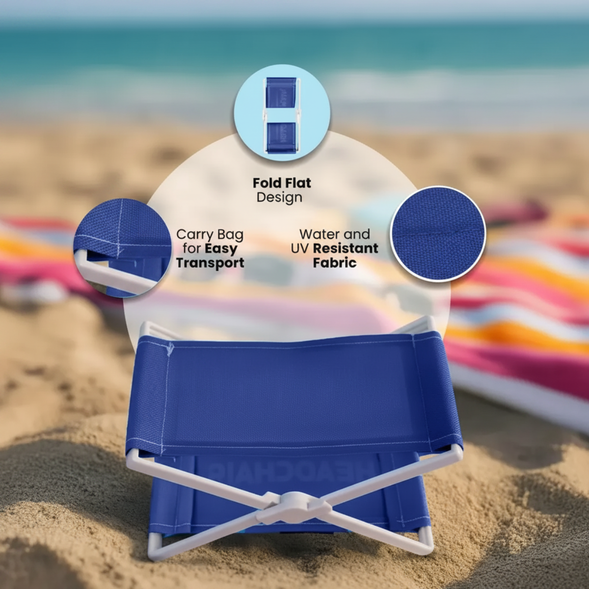 BeachNap – Portable & Lightweight – Foldable Headrest for the Beach and Park