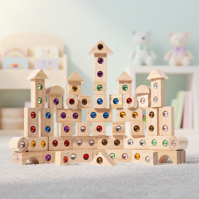 Rainbow Gem Stacking Blocks – Creative & Educational – Wooden Stacking Blocks Set