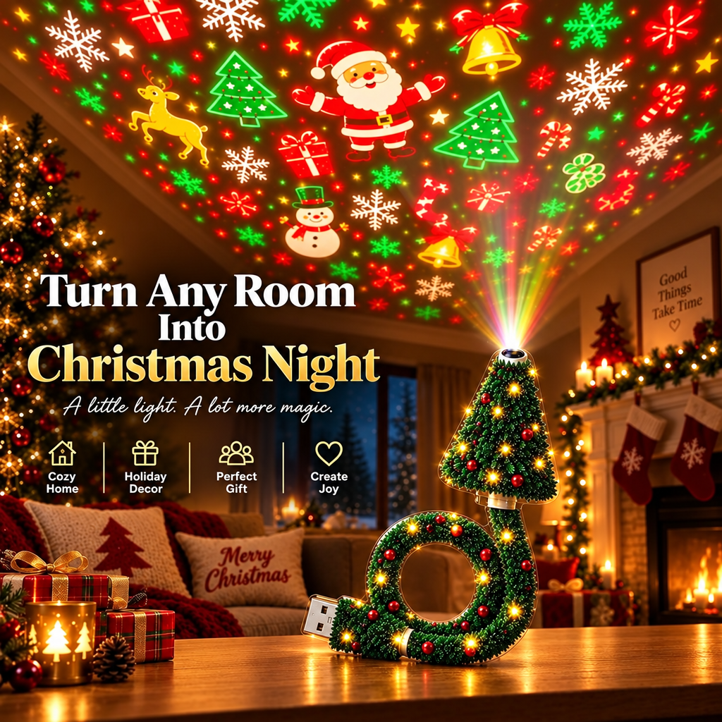 HolidayBeam – Festive & Atmospheric – USB Christmas Projector with Light Patterns